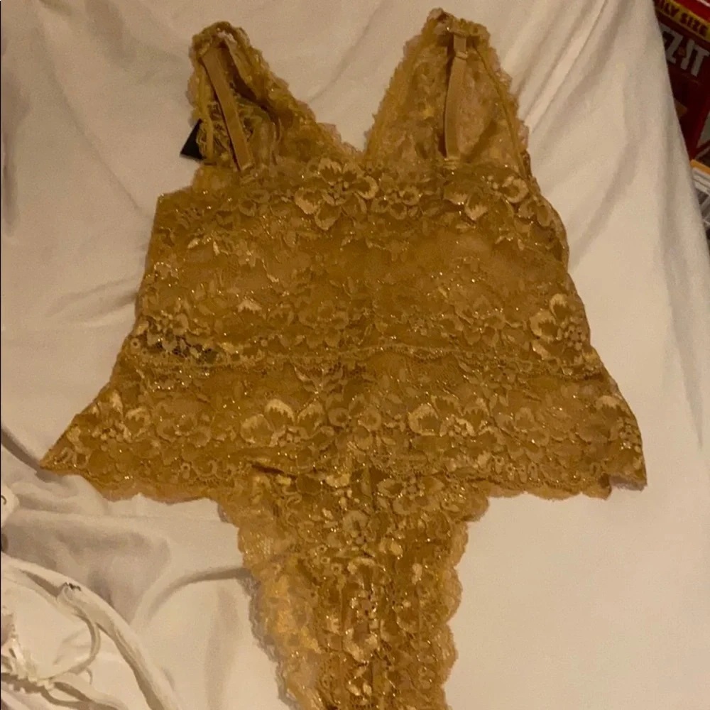 NWT Oh La La Cheri Gold Lace Teddy - Picture 2 of 4